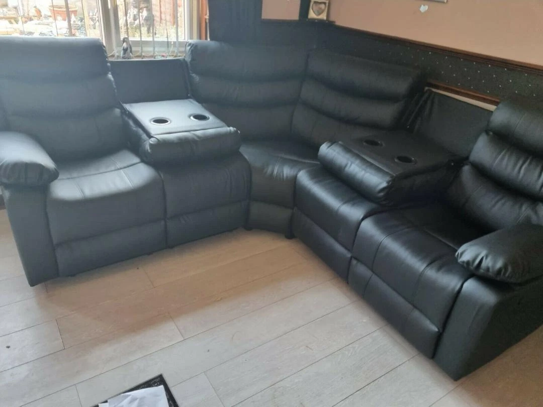 Leather Corner Recliner Sofa With Cup Holders Matttroy