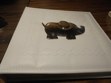 Keepsakes/ Baby Gear Photo Album Memory Book Blue w/Silver Elephant/ 160 Pic L24