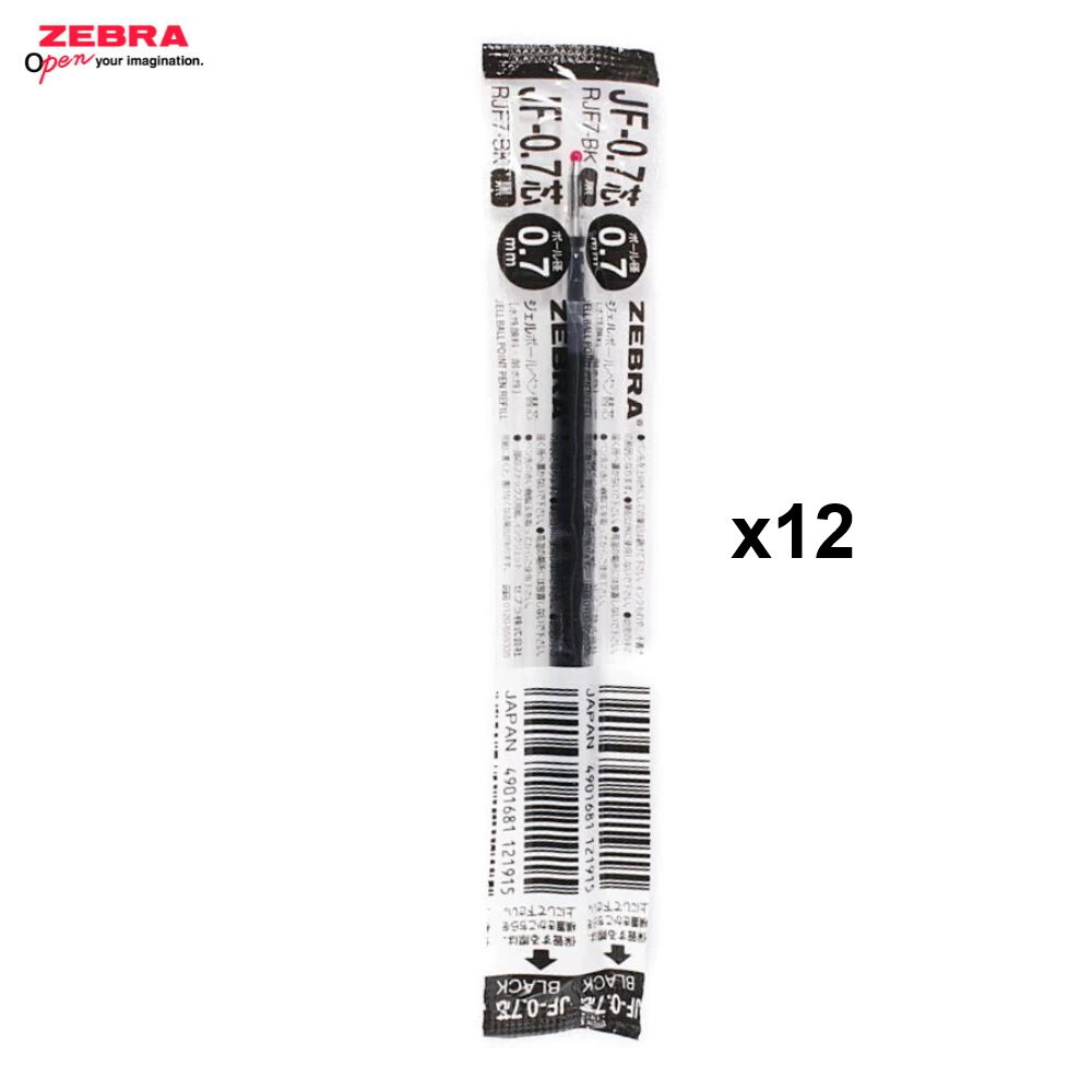 12 pcs ZEBRA JF GEL INK PEN REFILL Black 0.7mm for Sarasa Ball Point