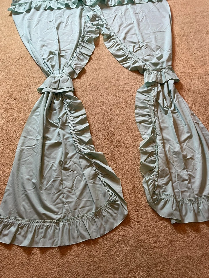 Paneles de cortina con volantes de ventana verde espuma de mar salvia casa de campo 52" ancho x 80" largo Foto 3 de 4