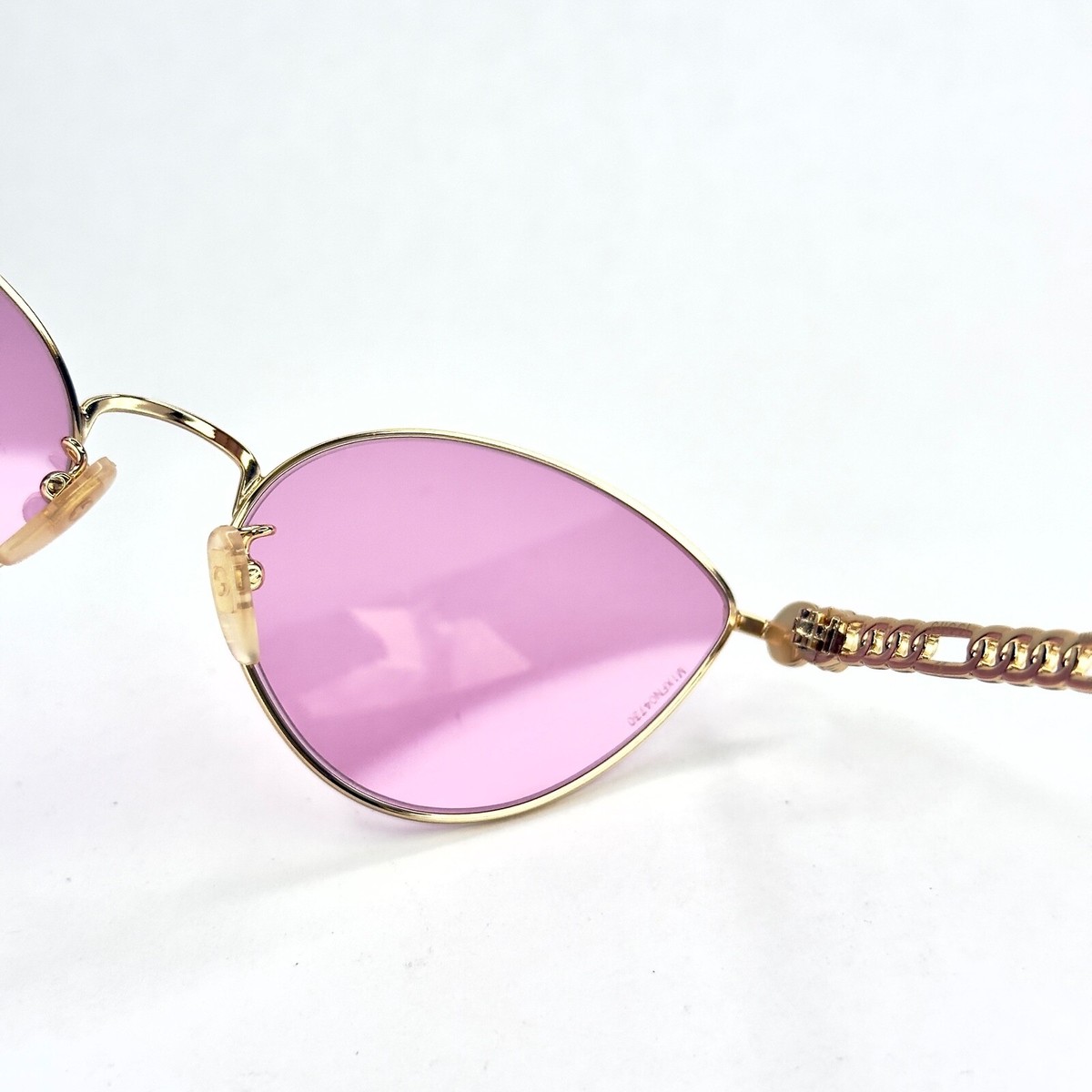 GUCCI GG0977S CHAIN 0977 Gold Pink Crystal Heart Detachable 