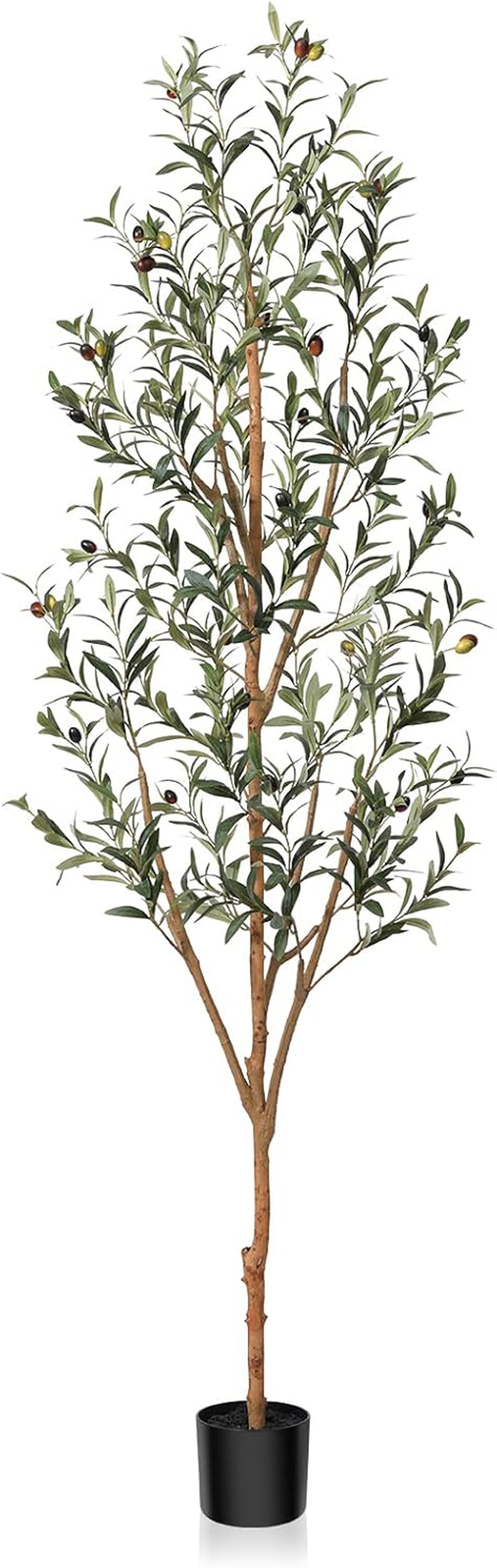 6FT Faux Olive Tree with Wood Branches Silk Leaves & Fruits in Pot