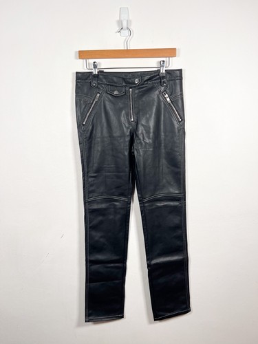 Free People Trousers Womens UK 10 Black Faux Leather Biker US 6 Pants