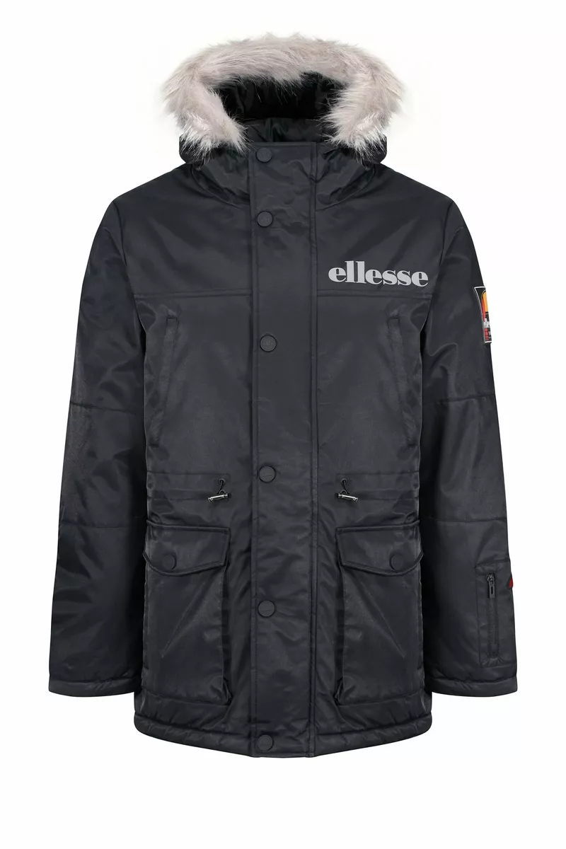 Aanklager Schuur journalist ELLESSE Mazzo Parka Jacket Black | eBay