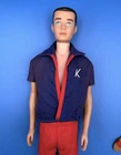 Vintage KEN Doll BENDABLE LEGS Brunette 1965 Orig Swimsuit Sandals Barbie VGC