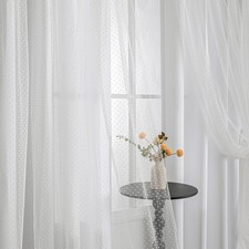 White Curtains for Girls Bedroom  Nursery Cute Curtains Double Layer with Po...