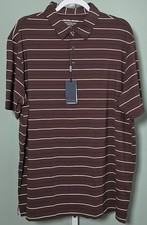 Golf Shirt Men's Moisture Wicking Dry Fit Performance Collared-Brown Stripe