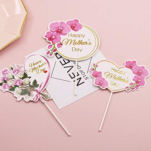 Happy Mother's Day Cake Toppers 24Pcs Flower Cupcake Topper for Mother's Day - Picture 3 of 8