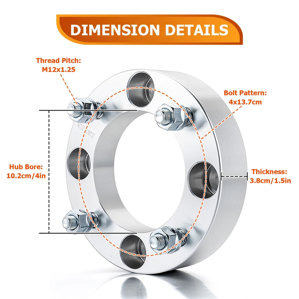 2pcs 1.5" Wheel Spacers 4x137mm For Kawasaki MULE 3000 3010 4000 4010 Trans - Image 4 of 4