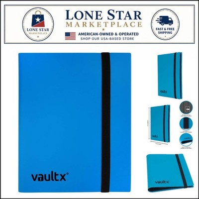 160-Card Capacity Blue Strap Binder with 20 Side-Loading Pages for Collectors