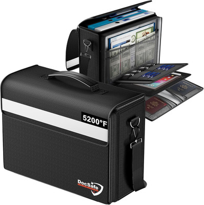 Fireproof Document Bag with Multiple Pockets,5200°F Large (17 x12.5 x7.2 ) File