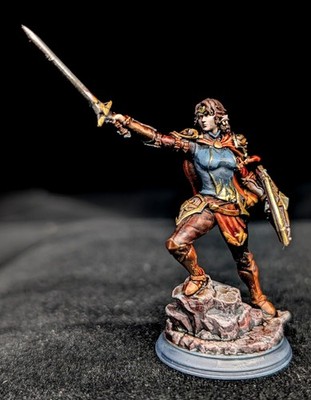 Half Elf Female Rune Knight Fighter   D&D Sun Rune Pro Painted 32mm DnD Mini