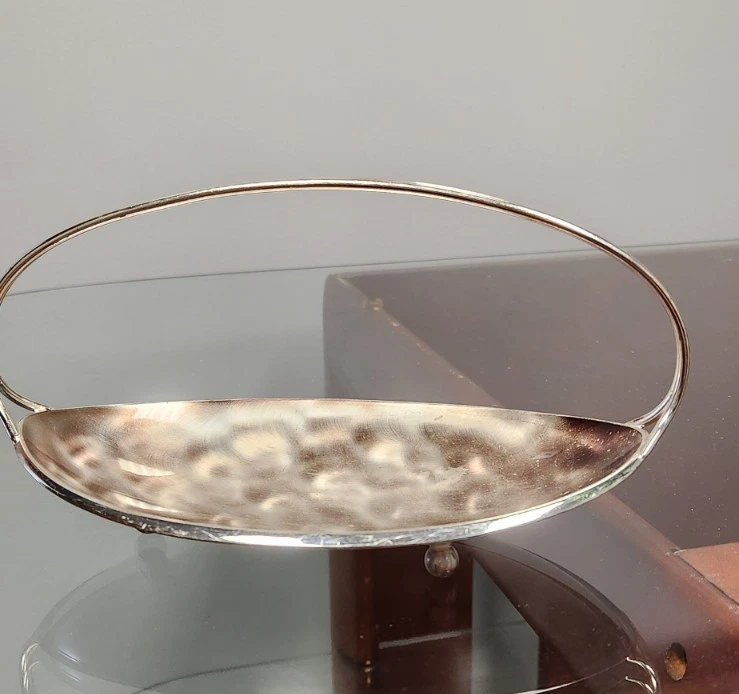 WMF 银盘碗现代主义银色金属碟条 MCM 德国 — 第 3/4 张图片