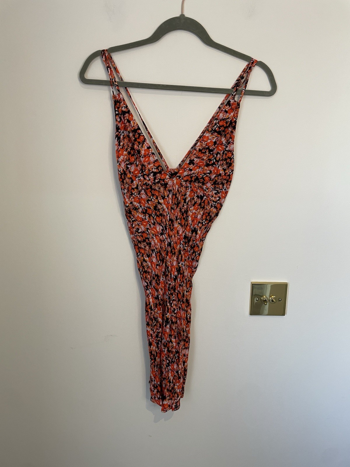 Free People Ethereal Slip Red & Black Floral Strap Mini Dress Size XS NWT