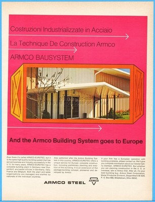 1969 Armco Steel Middletown Ohio Europe Building System Dusseldorf Germany Ad