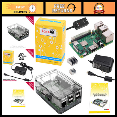 Raspberry Pi 3 B+ Kit with Clear Case, 2.5A Power Supply, DIY Electronics Projec