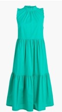 J CREW TROPICAL MARINE GREEN TIERED RUFFLE MINI DRESS WOMENS SIZE 2