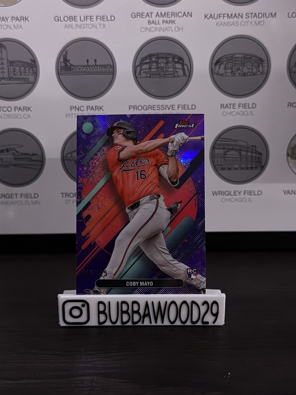 Coby Mayo 2025 Topps Finest Rookie 255 Purple Refractor /125 Baltimore Orioles