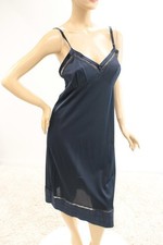 Vtg Lorraine Full Slip size 38 Tall Navy Blue Nylon Cut to Length Pinup Feminine