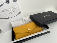Prada Eyeglasses Sunglasses Case Saffiano Leather Yellow Snap Button Closure
