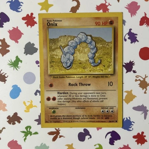 Pokémon Onix Base Set 1999 RARE ERROR Square Cut English
