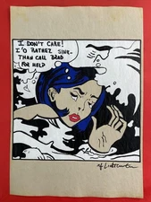 Roy Lichtenstein (Handmade) Drawing On Old Paper signed and stamped
