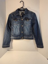 Gap Kids Jean Jacket Girls M Denim Dark Wash Button Up Cropped Pockets XL B67