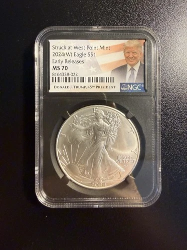 New Listing2024 (W) $1 American Silver Eagle NGC MS70 ER Trump Label Retro Core Election Yr