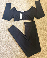 Women  s2 Piece Activewear Set Long Sleeve Top  Leggings Workout Gym Outfit Sz-M