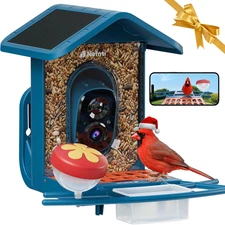 Smart Bird Feeder with Camera, Solar Powered, Squirrel Proof, 2K Live View	
