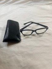 Vintage 60s-70s Black Eyeglass Frames w/ Case Classic Unisex Style bifocal lens