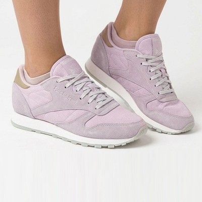 Reebok Classic Sea Worn Lace-Up Purple Suede Leather Sneakers Walking Shoes