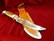 1950-60 RARE GERMANY STAG ANTLER VINTAGE SOLINGEN STEEL HUNTING KNIFE BOWIE CASE