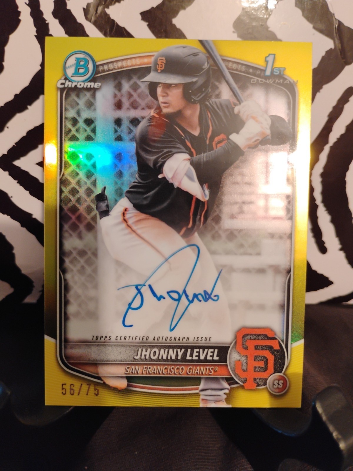 2025 Bowman Chrome Jhonny Level Yellow Refractor /75 Autograph #CPA-JL Auto