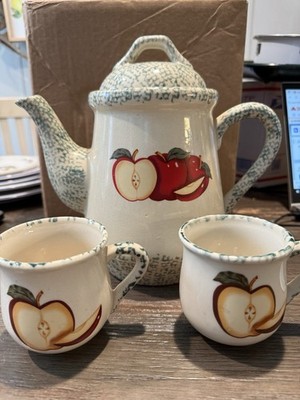 Vintage Ceramic Teapot with Red Apple - Tender Heart Treasures Ltd 1996
