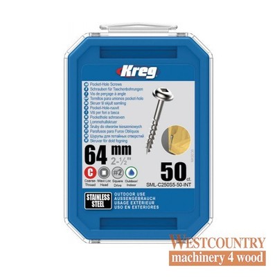 Kreg SML-C250S5-50 Kreg 305 Edelstahl Sacklochschrauben - 64 mm / 2-1/2'' x