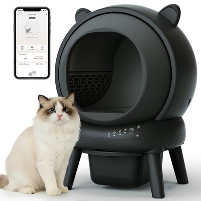 Automatic Self-Cleaning Cat Litter Box Large Capacity for Cats App Control Black