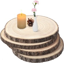 4 Pcs 12-14 Inches Large Wood Slices Natural Rounds for Centerpieces