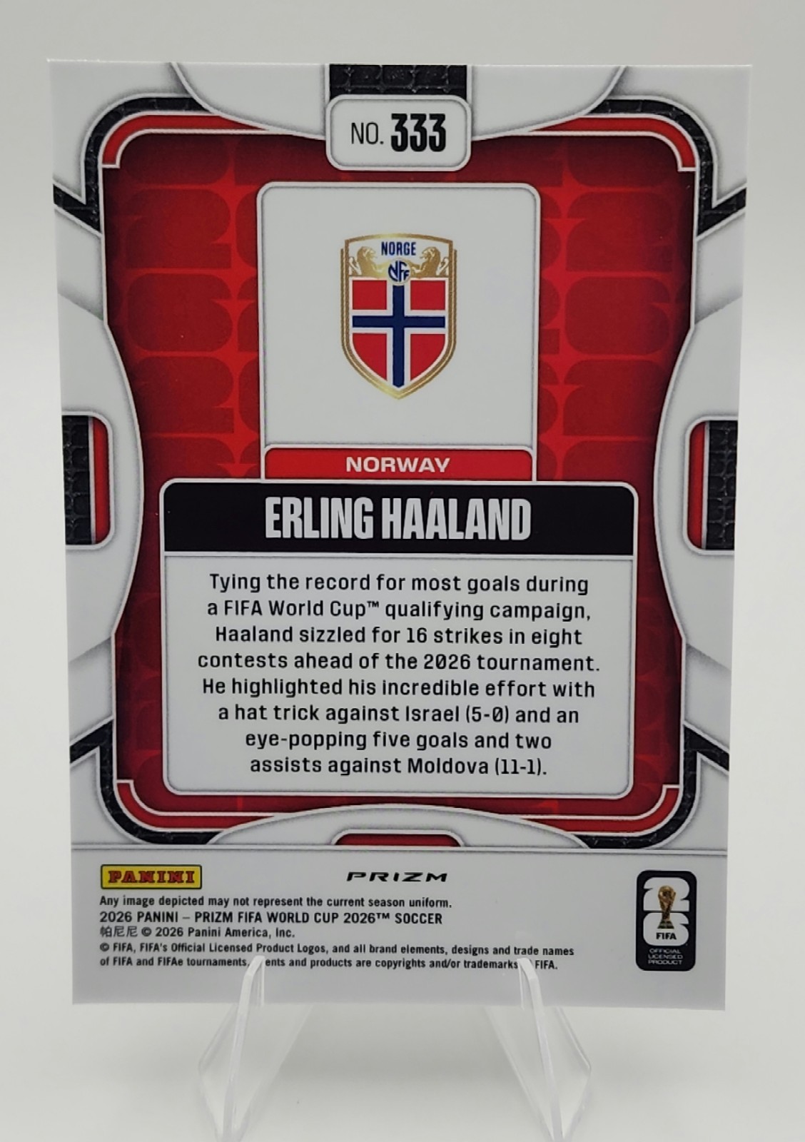 2026 Panini Prizm FIFA World Cup Erling Haaland #333 Laser Prizm Norway view 10