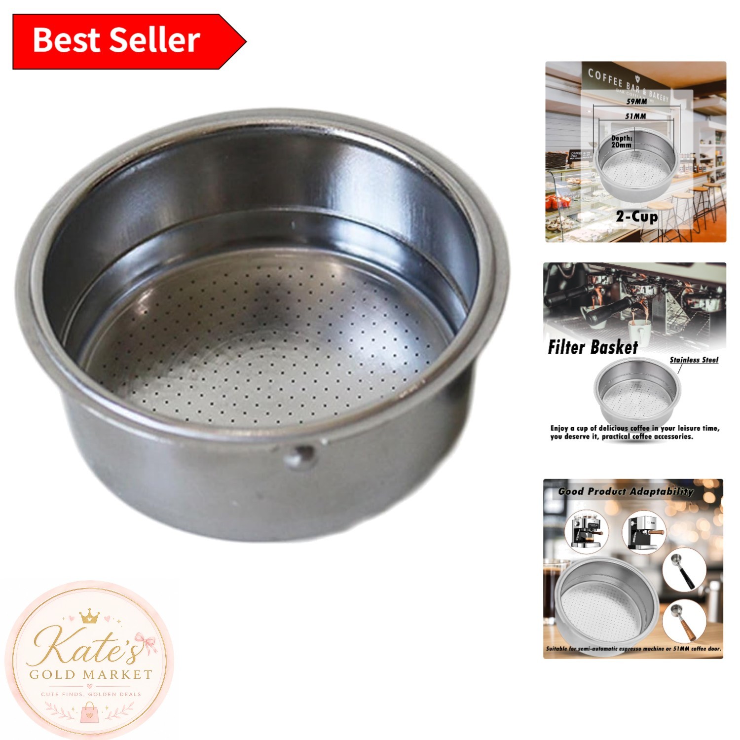 Quality 51mm Stainless Steel Filter Basket for Smooth Espresso - Easy to Install
