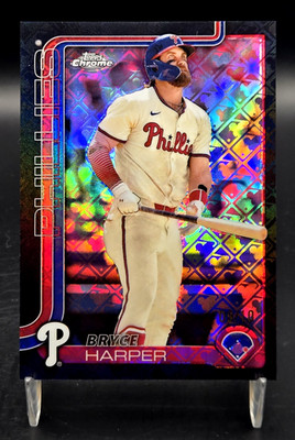2025 Topps Chrome Bryce Harper Black Logofractor /10 SP SSP