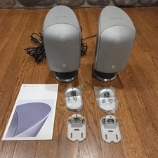 Pair of Bowers and Wilkins B&W M-1 SATELLITE SPEAKERS, Mounts and Bases, Silver