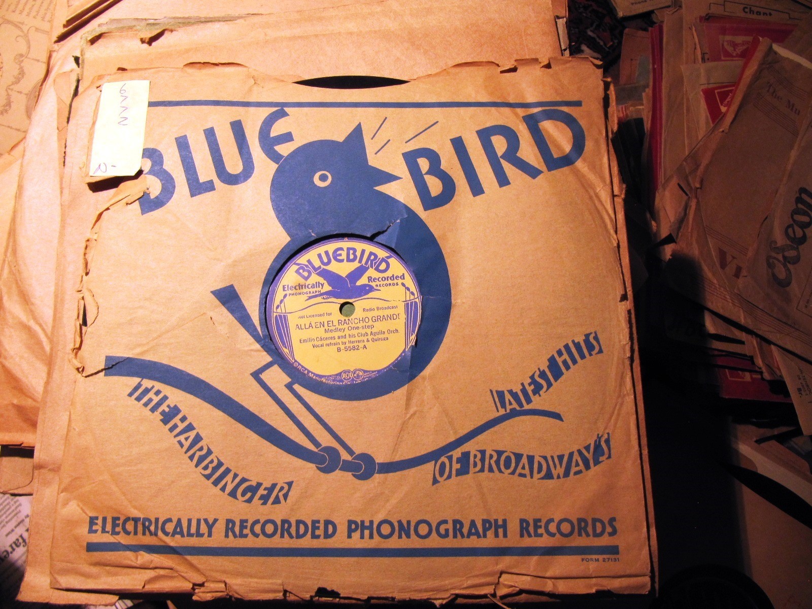 1934 Emilio Caceres Club Aguila Orch Alla en Rancho Grande Adios BLUEBIRD B 5582