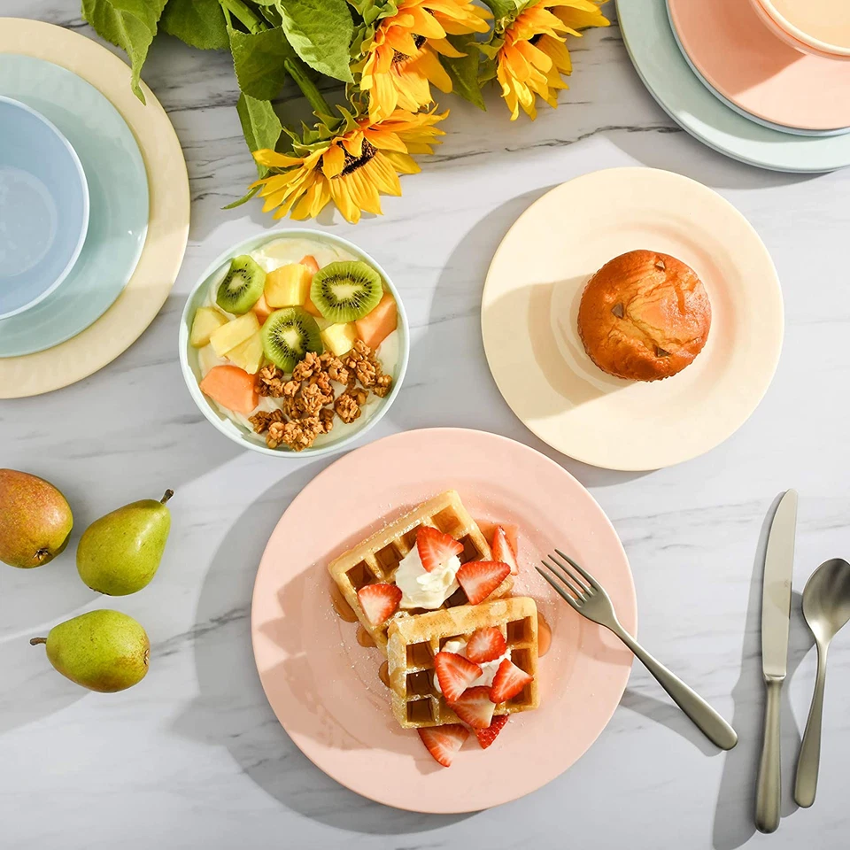 Brist Melamine Plastic Dinnerware Set, Service Four (12Pcs), Pastels - image 3 of 4