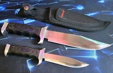 Two Humvee B-C02-BK Bowie Knives Fixed Blade Knife Set + Sheath