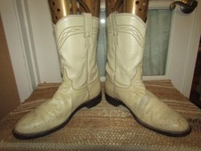 Vintage Justin Smooth Ostrich Beige Roper Cowgirl size 8 B Boots USA Made