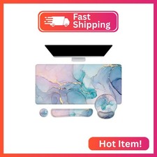 Large Desk Mat, Mouse Pad with Wrist Support, Keyboard Wrist Rest Set
