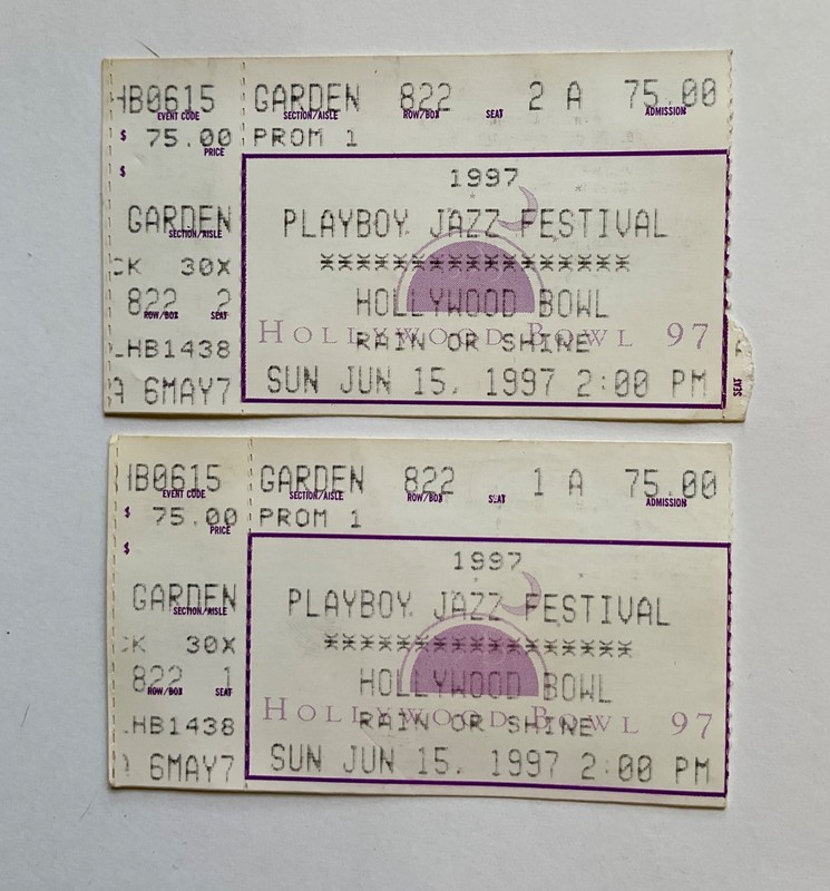 (2) Playboy Jazz Festival Hollywood Bowl, June 15, 1997 Ticket Stubs