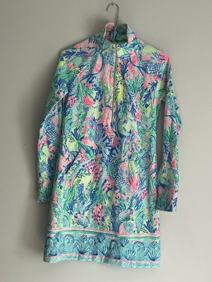 Lily Pulitzer Skipper Popover Dress Multi Mermaids Cove print, L/S Size XXS