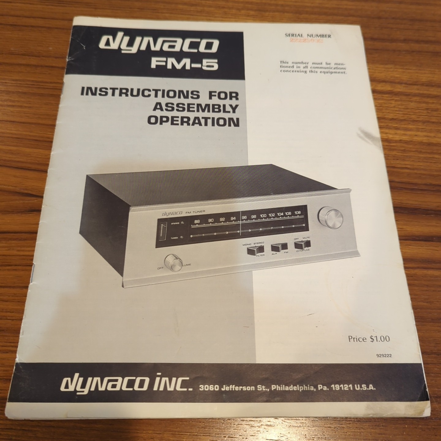 ORIGINAL DYNACO FM-5 FM5 Assembly Operating Instructions & Pictorial Diagram
